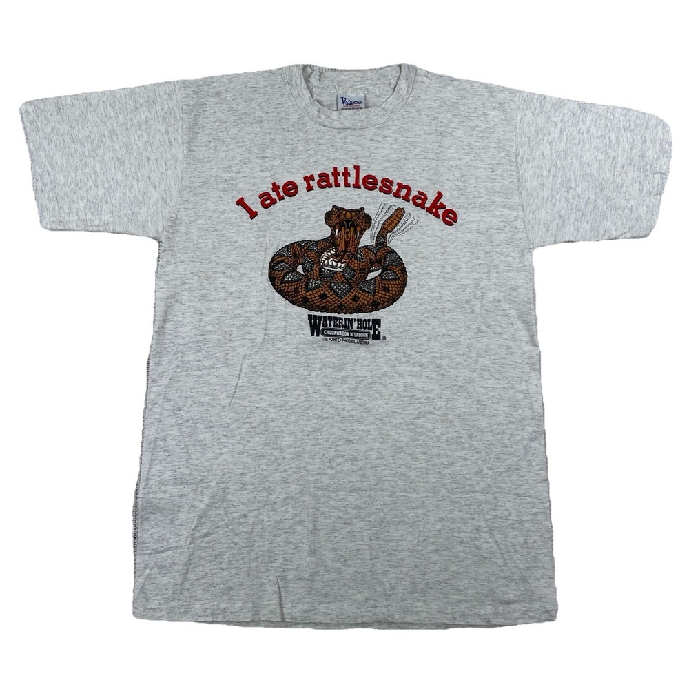 Vintage I ate Rattlesnake T-Shirt Waterin' Hole Men's Large  (Holes)